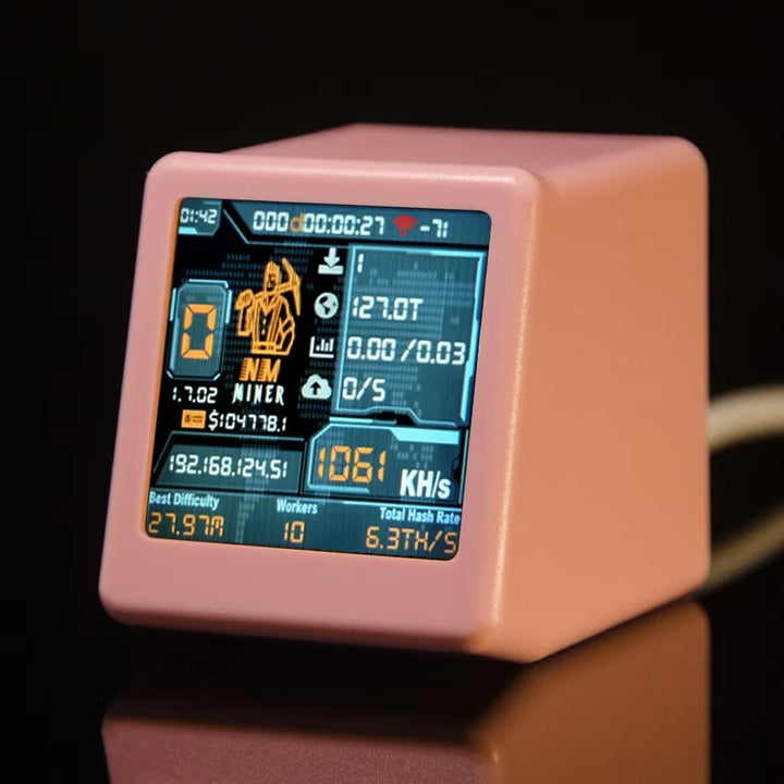 Hashrate1060KH/s Smart TV ESP32 BTC Solo Lottery Miner for Computer Nerd Gift Home Silent Desktop Clock Lower Power Consumption