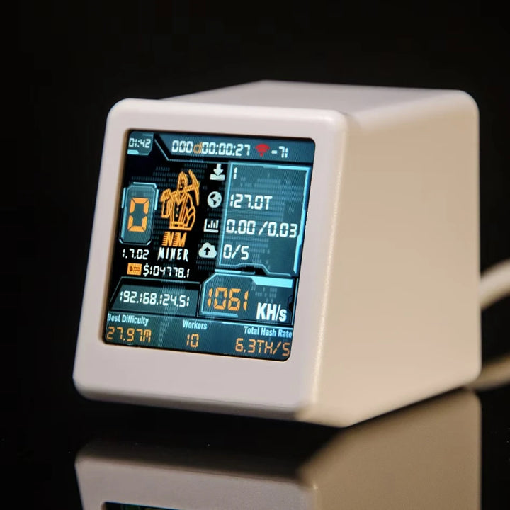 BitClock Mini — ESP32 Solo Bitcoin Lottery Miner & Desk Clock