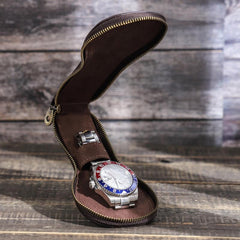 Vintage Leather Watch Travel Case |