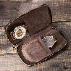 Vintage Handmade Leather Watch Storage Bag |